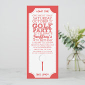 Invitation rouge de fête d'anniversaire de golf de (Debout devant)