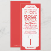 Invitation rouge de fête d'anniversaire de golf de (Devant / Derrière)