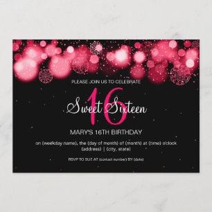 Invitation Rouge de fête d'anniversaire de sweet sixteen