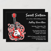 Invitation Rouge de fête d'anniversaire du bonbon 16 à (Devant / Derrière)