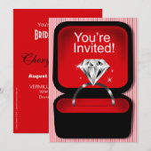 Invitation Rouge de Fête de la mariée de boîte d'anneau de (Devant / Derrière)