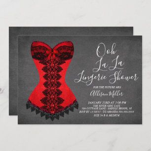 Invitation rouge de Fête de la mariée de lingerie