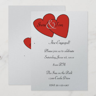 Invitation rouge de fiançailles de coeurs