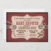Invitation Rouge de grange de baby shower de cowboy de cheval (Dos)