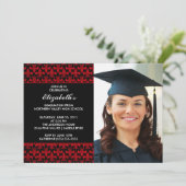 Invitation rouge de l'obtention du diplôme (Debout devant)