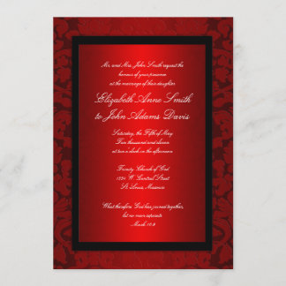Invitation rouge de mariage damassé d'aluminium