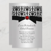 Invitation rouge de mariage de bijou de damassé (Devant / Derrière)