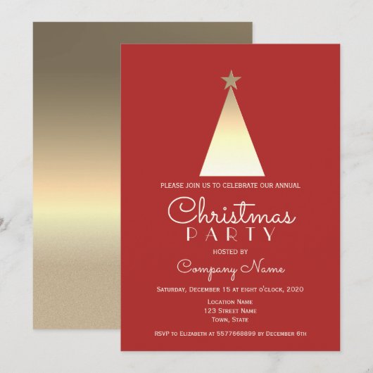 Invitation Rouge de Noël d'entreprise (Devant / Derrière)