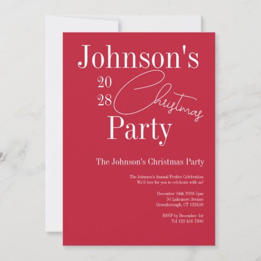 Invitation Rouge de Noël moderne (Devant)