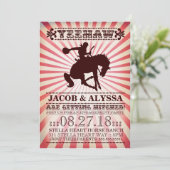 Invitation Rouge de partie de fiançailles de rodéo de Yeehaw (Debout devant)