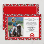 Invitation rouge de photo de Bandana de cowboy (Devant / Derrière)