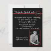 Invitation rouge de photo de monogramme de barre (Dos)