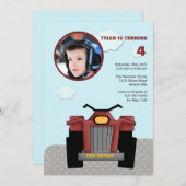 Invitation rouge de photo de quadruple (Devant / Derrière)