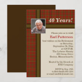 Invitation rouge de retraite de plaid, de brun et (Devant / Derrière)