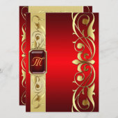 Invitation rouge de rouge de rouleau d'or de duc (Devant / Derrière)