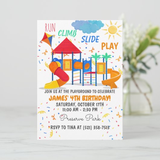 Invitation rouge de terrain de jeu (Debout devant)