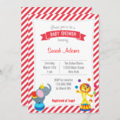 Invitation Rouge d'invitation de baby shower d'animal de (Devant / Derrière)