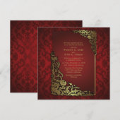 " invitation rouge d'or de luxe de mariage de la (Devant / Derrière)
