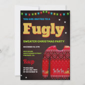 Invitation Rouge Drôle Fugly Mauvais Pull Fête de Noël (Devant)