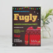 Invitation Rouge Drôle Fugly Mauvais Pull Fête de Noël (Debout devant)