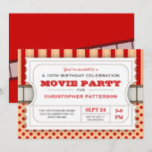 Invitation Rouge du billet | d'admission de fête (Devant / Derrière)