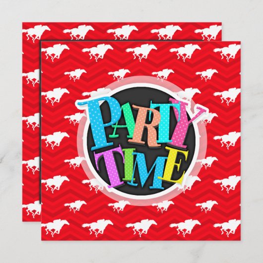 Invitation Rouge écarlate, Blanc, Chevron, Course hippique (Devant / Derrière)