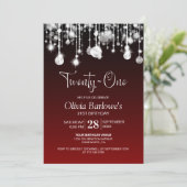 Invitation Rouge élégant 21e anniversaire (Debout devant)