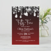 Invitation Rouge élégant 55e anniversaire fête (Debout devant)