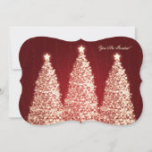 Invitation Rouge élégant d'arbre de Noël d'or de fête de (Dos)