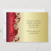 Invitation Rouge élégant et conception fleurie de mariage (Dos)