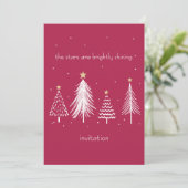 Invitation Rouge et blanc Arbre de Noël moderne Arbre d'or Ét (Debout devant)