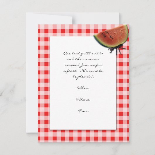 Invitation Rouge et blanc Checkpoint and Ant with Watermelon (Devant)