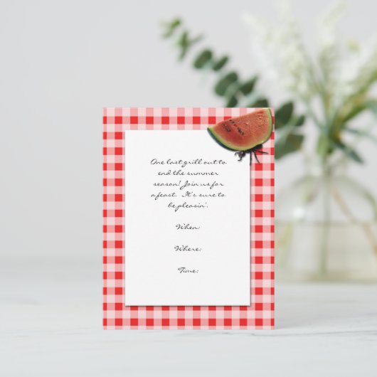 Invitation Rouge et blanc Checkpoint and Ant with Watermelon (Debout devant)