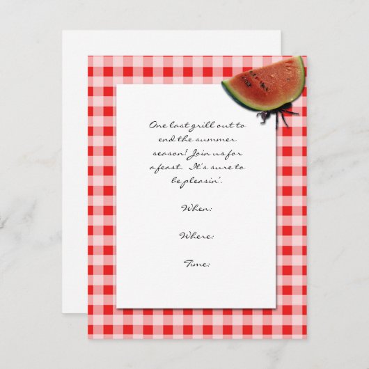 Invitation Rouge et blanc Checkpoint and Ant with Watermelon (Devant / Derrière)