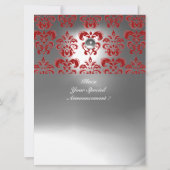 INVITATION ROUGE ET BLANC DAMASSÉ PIERRE PRÉCIEUSE MONOGRAMME (Dos)