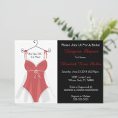 Invitation rouge et blanc de Fête de la mariée de (Debout devant)