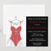Invitation rouge et blanc de Fête de la mariée de (Devant / Derrière)