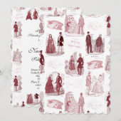 Invitation Rouge et blanc mode vintage Toile française (Devant / Derrière)