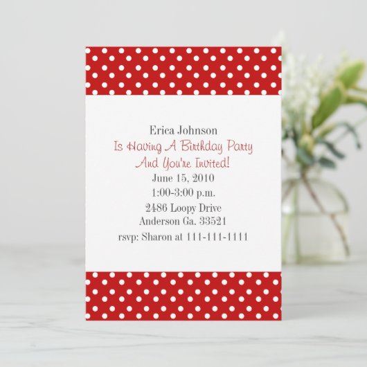 Invitation rouge et blanche de partie d'impression (Debout devant)