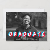Invitation Rouge et Bleu| Anaglyph Photo Graduation Party (Devant)