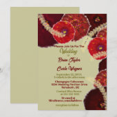 Invitation Rouge et Bourgogne Aquarelle Boho Blé Mariage (Devant / Derrière)