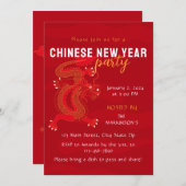 Invitation Rouge et Jaune 2024 Dragon Nouvel An chinois (Devant / Derrière)