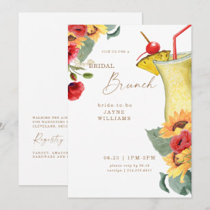 Invitation Rouge et jaune floral déjeuner de mariage coloré