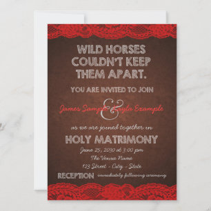 Invitation Rouge et mariage campagnard rustiques de Brown