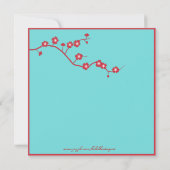 Invitation Rouge et mariage floral de turquoise (Dos)