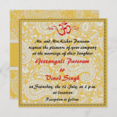 Invitation Rouge et mariage indou de brocard d'or (Devant / Derrière)
