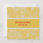 Invitation Rouge et mariage indou de brocard d'or (Dos)