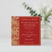 Invitation Rouge et mariage indou de Paisley d'or (Debout devant)