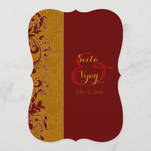 Invitation Rouge et mariage indou d'or
