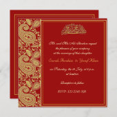 Invitation Rouge et mariage musulman d'or (Devant / Derrière)